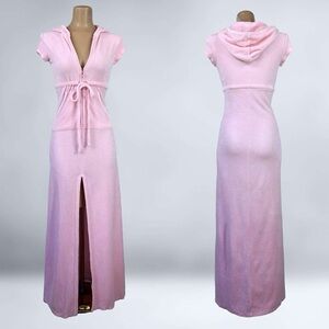 VINTAGE 90s Y2K Pink Juicy Couture
Hooded Terrycloth Maxi Dress